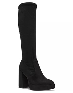 Сапоги Twain Platform до колена с эффектом растяжки, черный Steve madden