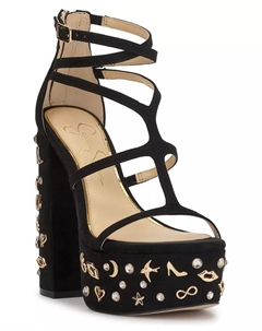 Женские шлепанцы Aamina на платформе с ремешками и высоким каблуком, черный Jessica simpson