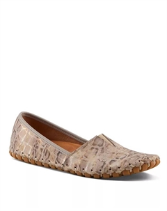 Kathaleta-Spice Metallic Croco Slip-On кожаные балетки со съемной стелькой и поддержкой свода стопы, серый Spring step