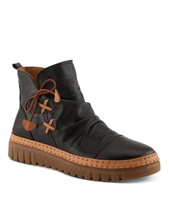 Вандис замшевые короткие сапожки с боковыми шнуровками и стелькой с поддержкой свода стопы, черный Spring step