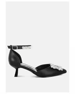 Женские босоножки с брошью-рюмочкой Onkana Diamante, черный London rag