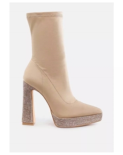 Kasuti Lycra сапоги-ботфорты с отделкой стразами для женщин, загар/бежевый London rag
