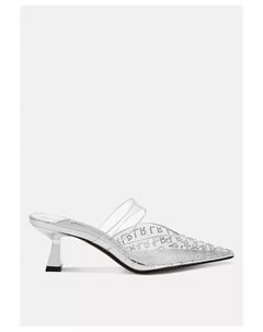 Женские туфли Holin с острым носком на каблуках-рюмочках, серебро London rag