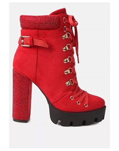 Женские березовые блочные ботинки на каблуке, красный London rag