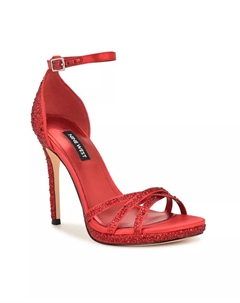 Женские блестящие босоножки Lartay на шпильке с ремешками, красный Nine west