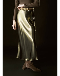 Юбка из ткани с эффектом жидкого золота, Золотой Ostin