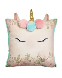 Подушка декоративная Единорог печать 40х40см бирюзовая, арт.ПДЕ-бирюза Нет марки