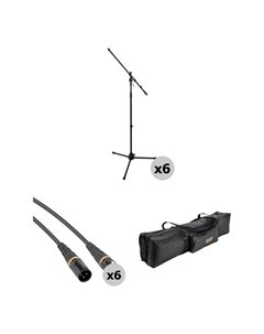 Микрофонная стойка Auray Six Mic Stands and Cables Kit with Carrying Bag