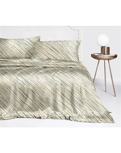 Комплект постельного белья евро тенсель бежево-золотистый Мона лиза