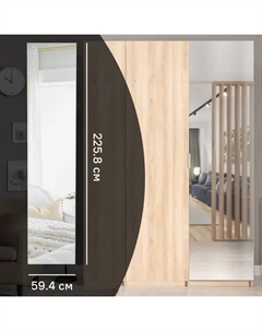 Дверь с зеркалом для шкафа Лион 59.4x225.8x2 см ЛДСП цвет дуб комано Без бренда