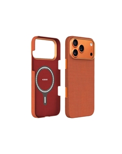 Чехол-накладка Kzdoo Keivlar Explorer Magsafe для iPhone 17 Pro Max кевлар шахматное плетение (оранжевый)