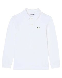 Поло из пике с длинными рукавами для мальчика, белый Lacoste