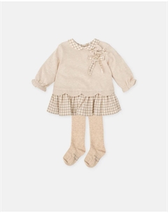 Детский комплект: песочного цвета платье и колготки Tutto piccolo