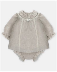 Комплект для малыша платье и трусики из ткани с вышивкой цвета камня Martin aranda