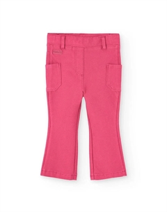 Брюки-клеш из саржи с эластичной талией для девочки, розовый Boboli