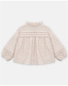 Детская рубашка с мелким цветочным принтом и сборчатым воротником розового цвета, розовый Martin aranda