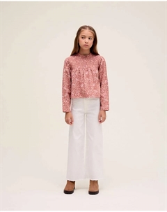 Детская блузка кирпичного цвета с геометрическим принтом Dadati