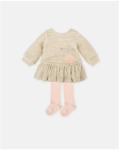 Детский комплект с платьем в стиле мышонка с лепестками и колготками, розовый Tutto piccolo