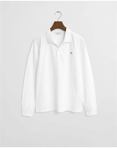 Рубашка поло с длинными рукавами и вышивкой на груди, белый Gant