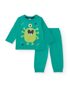 Зеленая трикотажная пижама для мальчика с забавным рисунком монстра Tuc tuc
