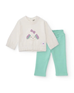 Комплект белая толстовка и штаны цвета морской волны для младенца Tuc tuc