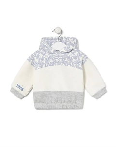 Детская толстовка с капюшоном из гладкого хлопка с принтом Kaos, белый Tous