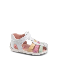 Детские кожаные сандалии с липучкой, белый Pablosky