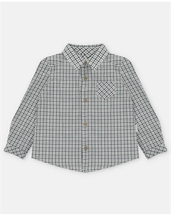 Детская хлопковая рубашка с мелким клетчатым узором зеленого цвета Martin aranda