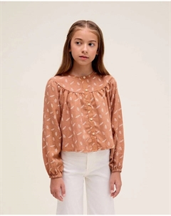 Детская блузка с принтом в виде листьев, коричневый Dadati