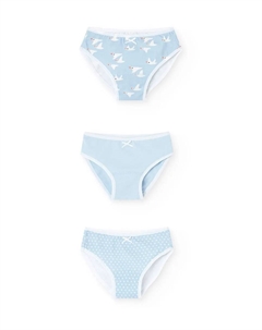 Набор из 3 хлопковых трусиков для девочки, синий Boboli