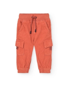Брюки-карго из вельвета для малышей с эластичным поясом, оранжевый Boboli