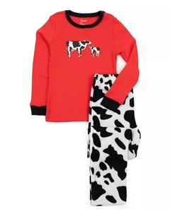 Детские пижамы для праздников с хлопковым топом и флисовыми штанами, красный Leveret