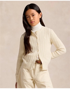 Детский кардиган из хлопковой смеси с металлическим эффектом, кремовый Polo ralph lauren