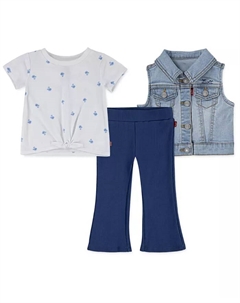 Комплект для девочек: футболка, жилет и леггинсы с расклешенными штанинами, 3 предмета Levi's®