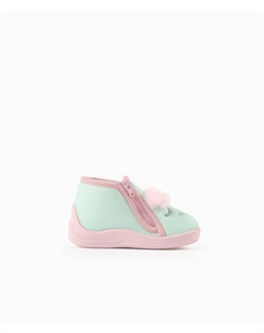 Закрытые домашние тапочки для девочки с резиновой подошвой и вышивкой с монстрами, светло-зеленый Zippy