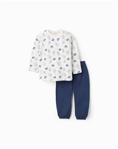 Детская пижама 100% хлопок с узором, белый Zippy