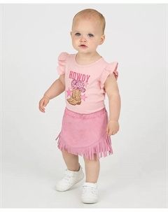 Комплект для девочки: боди с принтом ковбойки и юбка с бахромой, 2 предмета Rare editions