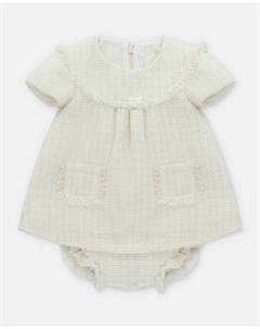 Комплект для малыша платье и покрывало для подгузника с микро-принтом на натуральном фоне, бежевый Martin aranda