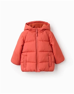 Детский стеганый пуховик с капюшоном, подкладка из флиса, красный Zippy