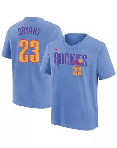 Футболка Colorado Rockies Fuse City Connect с именем и номером Kris Bryant для мальчиков и девочек, светло-голубая Nike