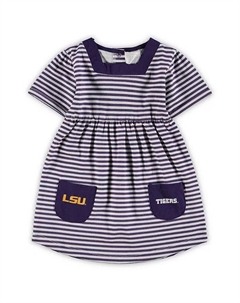 Детское платье с карманами для девочек в полоску LSU Tigers, фиолетовое Little king apparel