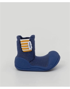 Пинетки для младенцев из хлопка темно-синего цвета с фирменной этикеткой Attipas