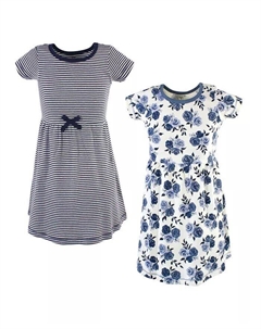 Платье с короткими рукавами из органического хлопка для больших девочек, 2 шт, мультиколор Touched by nature