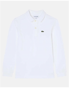 Поло из пике с длинными рукавами для мальчика, белый Lacoste
