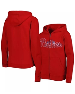 Большая детская красная флисовая толстовка с молнией Philadelphia Phillies Wordmark Outerstuff