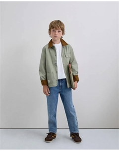 Детская хлопковая куртка с воротником-рубашкой, хаки Scalpers