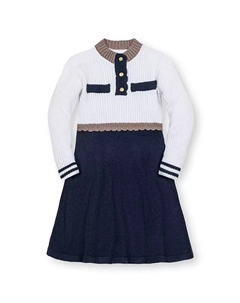 Органическое платье-свитер с воротником-стойкой для девочек Little and Big Girls, синий Hope & henry