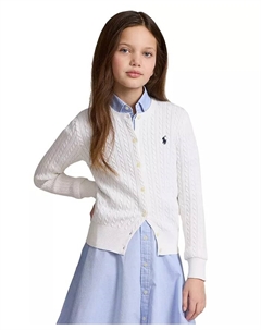 Детская кардиган из хлопка с косой вязкой для девочек 7-16 лет, белый Polo ralph lauren