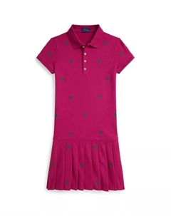 Детское поло-платье с пони для девочек 7-16 лет из стрейч-сетки, розовый Polo ralph lauren