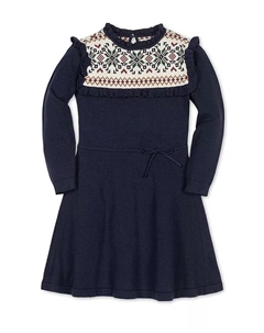 Платье-свитер для девочек с воротником-рюшами и узором Fair Isle, синий Hope & henry